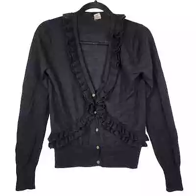 J. Crew Sweater Womens Small Cardigan V Neck 100% Merino Wool Black • $15.85
