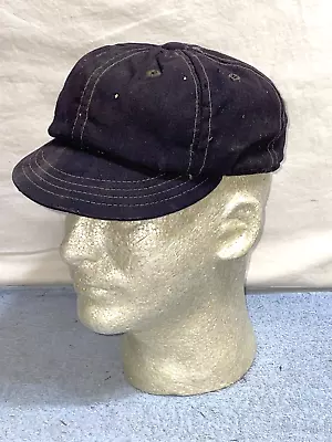 Vintage BASEBALL UMPIRE Fitted Cap Hat ? 1940s Dark BLUE Navy WOOL  FLANNEL • $54.99