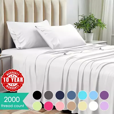 $4.99 • Buy Smooth 2000TC Luxurious SOFT Queen King Double Size Bed Sheet Set Fitted Sheet