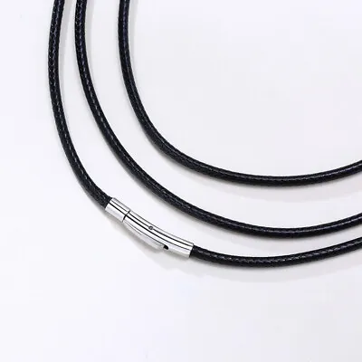 Hot Women Men 3mm Rope Leather Cord Chain Necklace Stainless Steel Clasp 16-30 • £2.39