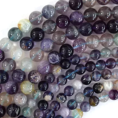 Natural Purple Fluorite Round Beads Gemstone 15  Strand 6mm 8mm 10mm S2 • $5.99