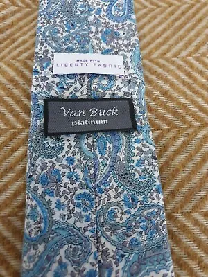 Van Buck Platinum Cotton Tie Liberty Fabric 7.5cm • £22