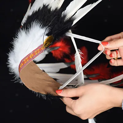 Native Indian American Feather Headdress For Party Wedding Supplies • £7.02