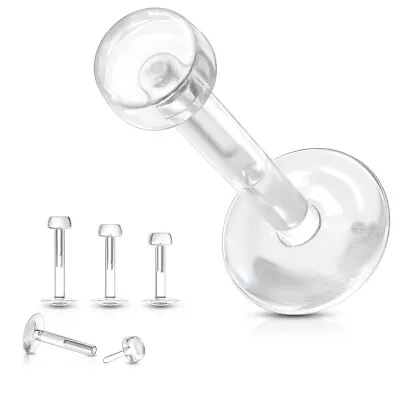 Clear Bioflex Retainer Lip Ring For Labret Monroe Piercing 16g  1/4 5/16  3/8  • $3.99