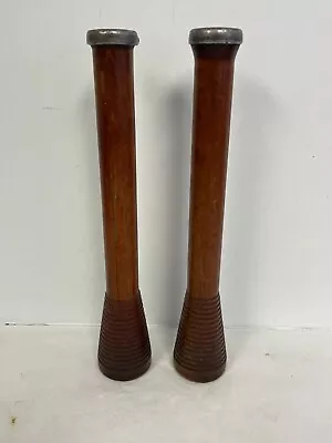 X2 Vintage Wooden Yarn Spools Bobbins Textile Industrial Antique • $20