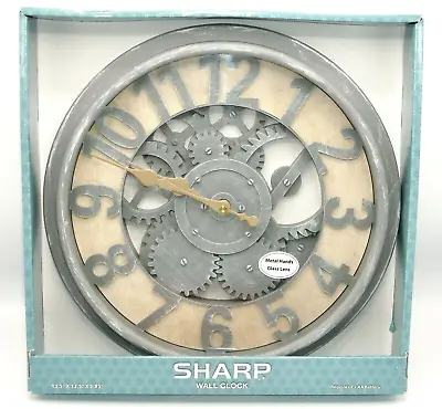 Gray Wall Clock Gears Country Farmhouse Vintage Style Metal Hands Steampunk  • $27.90