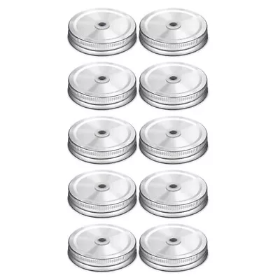 Mason Jar Lids With Straw Hole 70MM Tinplate Jar Lids With Straw Holes Reusable • $10.52