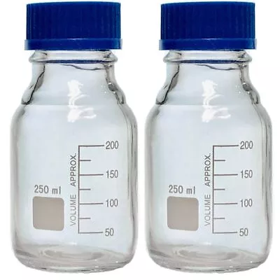 250ml Glass Media Bottle Round GL45 Screw Cap Karter Scientific 251L3 (Pack 2) • $13.99