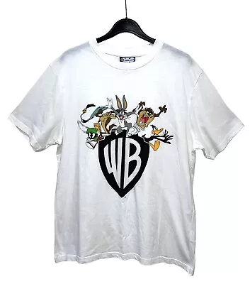 Warner Bros Looney Tunes T-Shirt Size Medium White Cartoon Retro Top • £19.99