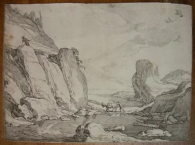 F. Bloemaert 'coast With Rocks' By A. Bloemaert H. 284 Etching ~1635 • $41.48