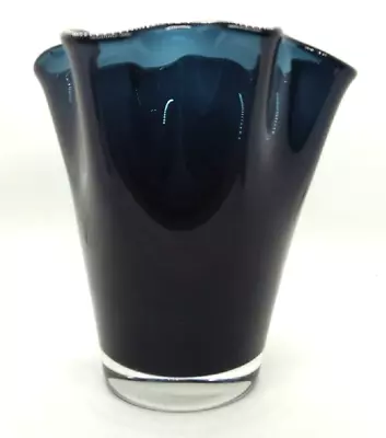 Blue-Black Handmade Glass Handkerchief Vase 7  • £13.99