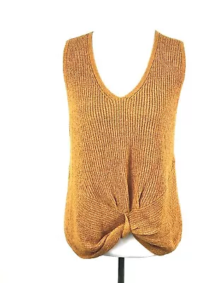 New Marled Reunited Clothing Sleeveless Sweater Top M Twist Front Yellow V-Neck • $12.11