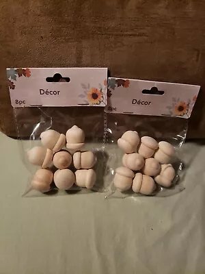 Mini Wood  Acorns 8 PACK (LOT OF 2) Fall UNFINISHED CRAFT Square Acorns 16 PCS • $11.25