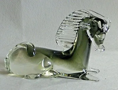 £25 • Buy Gorgeous Vintage Murano Clear & Grey Glass Horse Figurine Or Paperweight, 1970s