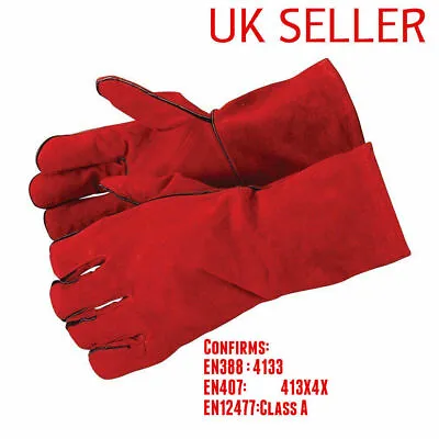 Welding Gloves Heat Resistant BBQ/Oven/MIG/TIG Welder Welder Gauntlets • £6.49