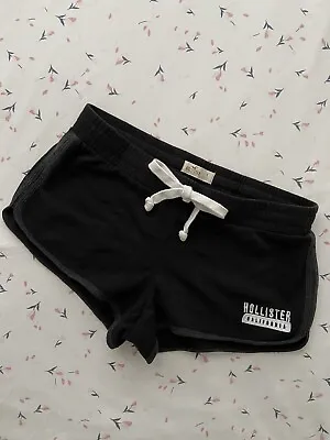 HOLLISTER Black Women’s Sweat Shorts With White Logo Size S • £13