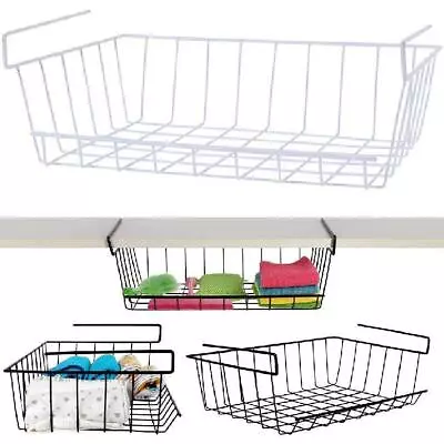 2 X LARGE UNDER SHELF STORAGE BASKET HOLDER RACK KITCHEN CABINET SPACE ORGANISER • £11.95