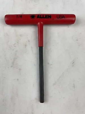 Allen Wrench Allen Manufacturing Co Red T Handle Hex Key 1/4  USA FREE SHIP • $10.88