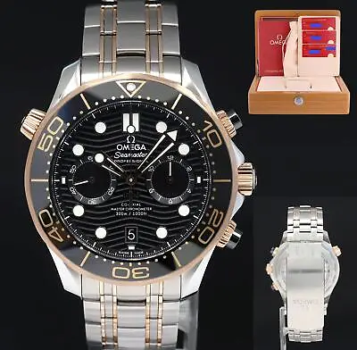 PAPERS Omega Seamaster Two Tone Sedna Rose Gold Chrono 210.20.44.51.01.001 Watch • $9492.13