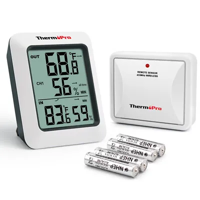 $19.99 • Buy ThermoPro Digital Indoor Outdoor Thermometer Hygrometer Wireless Humidity Meter