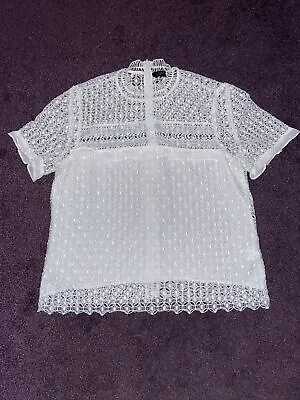 £10 • Buy White Lace Look Womens Zara Top Size L