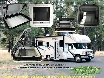 Caravan Motorhome Rv Roof Hatch Skylight 400mmx400mm With Blind And Led Light • $320