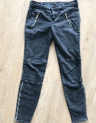 J Brand Agnes Denim Sz 26 Ankle Zip Black Charcoal Skinny Jeans • $30.83