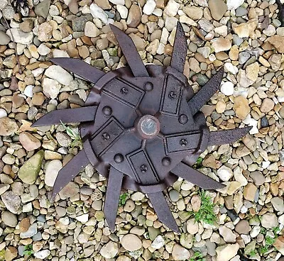 (RARE) OLD  Steel Spike Wheel Rotary Hoe Industrial Steampunk Garden Art • $29.99