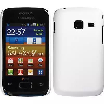 Hardcase For Samsung Galaxy Y Duos Rubberized White Cover + Protective Foils • $9.74