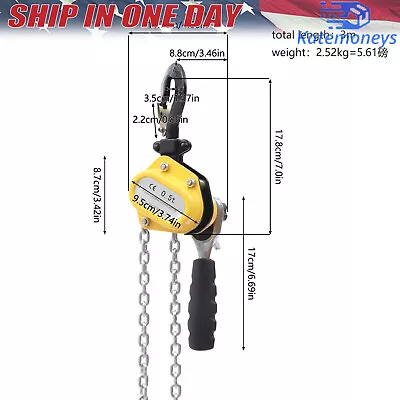 G80 1/2Ton Mini Lever Chain Hoist Ratchet Type Come Along Puller Highly Portable • $52.36