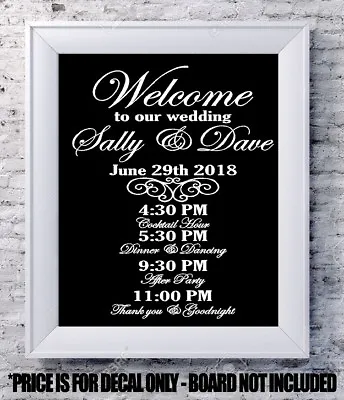 $10 • Buy Custom Wedding Decal Welcome Program Personalized Vinyl Sign Mirror Chalk Board 