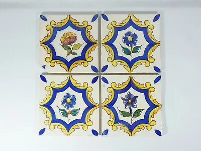 Antique Vintage Set Of 4 Portuguese Lisbon Feature Tiles Washstand Fireplace • $89