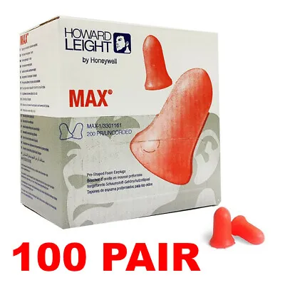 Howard Leight MAX-1 Uncorded Earplugs (100 Pair) • $19.50