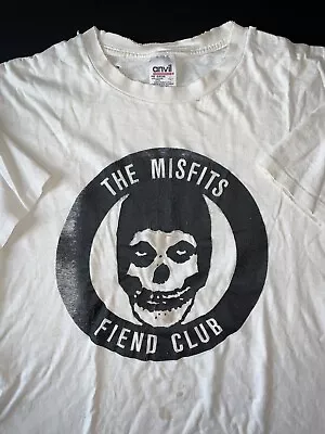 Vintage 90s MISFITS Fiend Club T-shirt L Thrashed Punk Skater Grunge Band Tee • $149.99