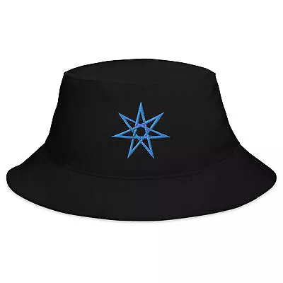 Blue Elven Star Embroidered Bucket Hat Pagan Witchcraft Symbol • $29.95