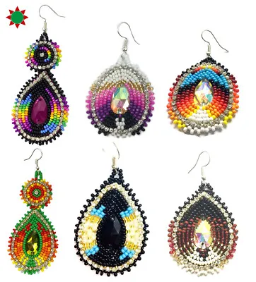 Native Style Beaded Teardrop Seed Bead Earrings Fashion Jewelry Ethnic Design • $12.99