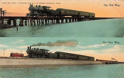 Galveston Texas Postcard New Causeway Railroad TX Multi View Postmark 1910  K2* • $6.49