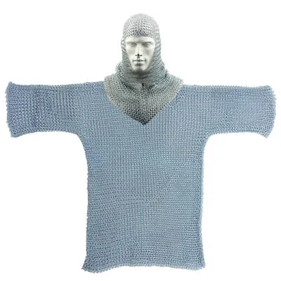 Medieval Knights Renaissance Functional 16g Chainmail Armor With Coif Set • $93.99