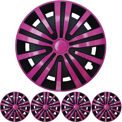 Hubcaps Set   Spinel   IN Pink Black 16 Inch 4x Premium Design Hub Caps • $174.87