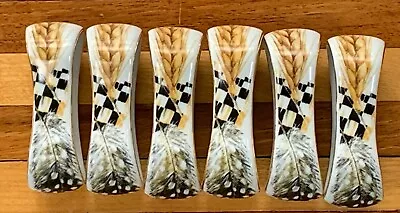 Set Of 6 MACKENZIE CHILDS PHEASANT RUN PORCELAIN NAPKIN RINGS • $150