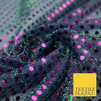 Purple Green Two Tone 4mm Sequin Hologram Stretch Fabric Sparkly Dress Dance2252 • £6.99