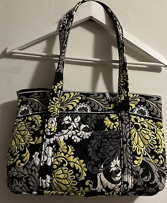Vera Bradley Baroque Print Tote Shoulder Bag Purse Lime Green And Black EUC • $18.99