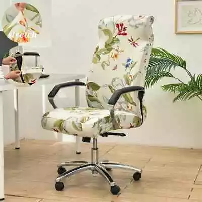 Geometric Office Chair Covers Floral Printed Computer Chair Cover Non Slip Seat • $21.38