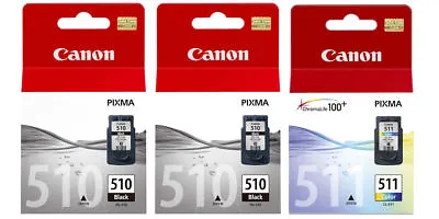 £49.25 • Buy 2x Original Canon PG510 Black 1x CL511 Colour Ink Cartridge For IP2700 Printers