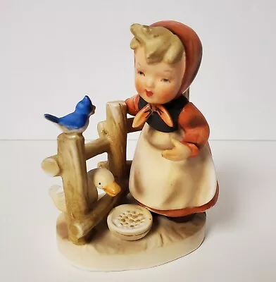 Vintage Erich Stauffer Girl W/ Duck Bluebird Fence 5  Wales Made In Japan • $15