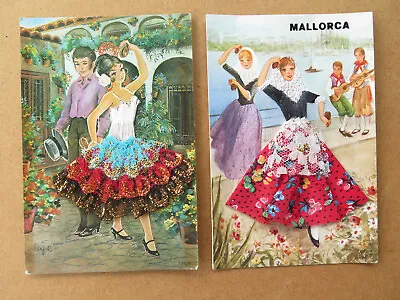£4 • Buy 2 Postcards - Embroidered Costume - Spanish Dancers Dress