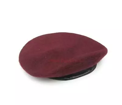 NEW Maroon Beret 100% Wool Leather Banded All Sizes (Airborne Para Army SAS • $10.75