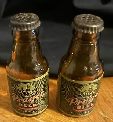 Vintage Miniature Prager Beer Bottle Glad Salt & Pepper. Atlas Brewing 1900s • $14