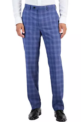 Lauren Ralph Lauren Mens Classic-Fit Wool Plaid Dress Pants 42W X 32L Blue - NWT • $55