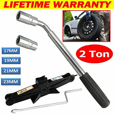 Heavy Duty 2 Ton Scissor Jack + Extendable Wheel Wrench Car Van Repair Tool Kit • $33.90